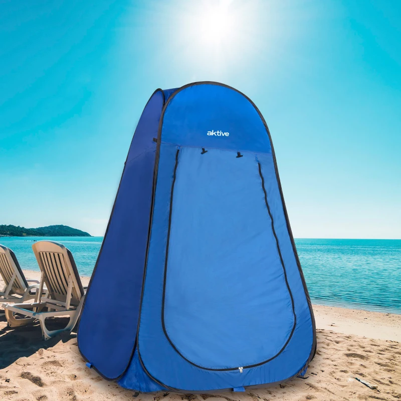 Tienda Cambiador Pop-Up Sin Suelo, Poliéster 170T UV50, 120x120x190 Cm, Azul