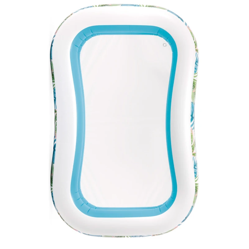 Piscina Hinchable Estampada Tropical, 229x152x48 Cm, Verde y Azul