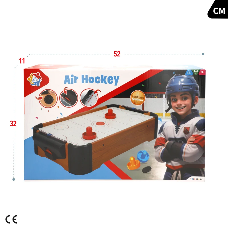 Mesa de Hockey Aire Sobremesa de Madera Sostenible, 56x31x10 Cm, Marrón