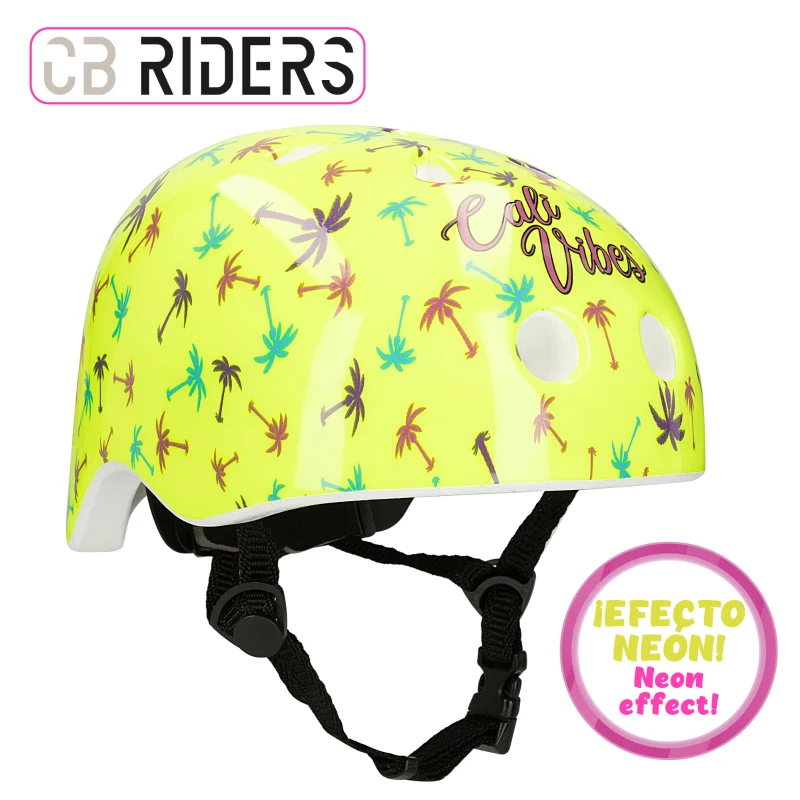 Casco Infantil Ajustable CB Riders con Rueda Trasera y Cierre Regulable, 20x16x35 Cm, Amarillo Neón