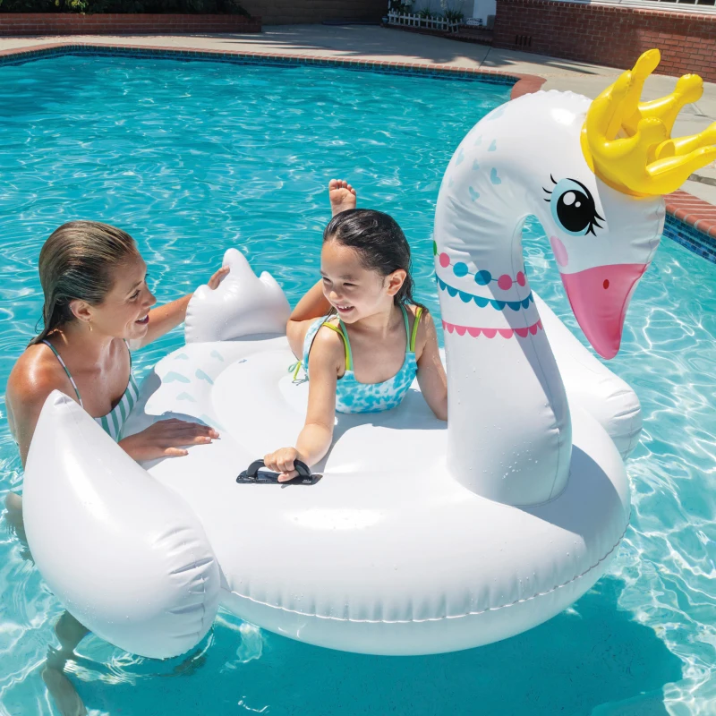 Flotador Piscina Cisne INTEX con Asas, 142x137x99 Cm, Blanco