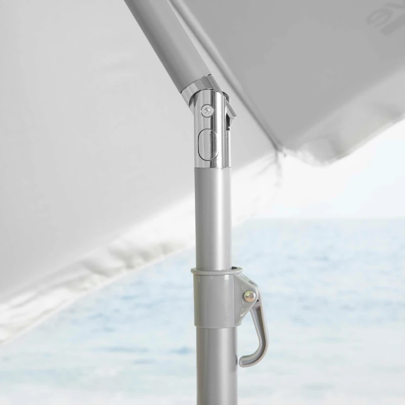 Sombrilla de Playa 8 Varillas UV50 Reclinable 220 Cm, Azul y Blanco