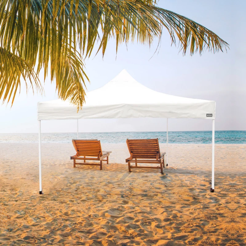 Cenador Plegable Ajustable con Estructura de Acero, 300x300x220/320 Cm, Blanco