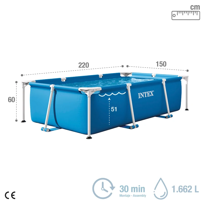 Piscina Desmontable Intex Small Frame Tubular, 220x150x60 Cm, Azul
