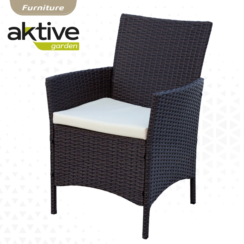 Set Muebles de Terraza Ratán Sintético 4 Sillas y Mesa Cuadrada, 100x100x75 Cm, Marrón