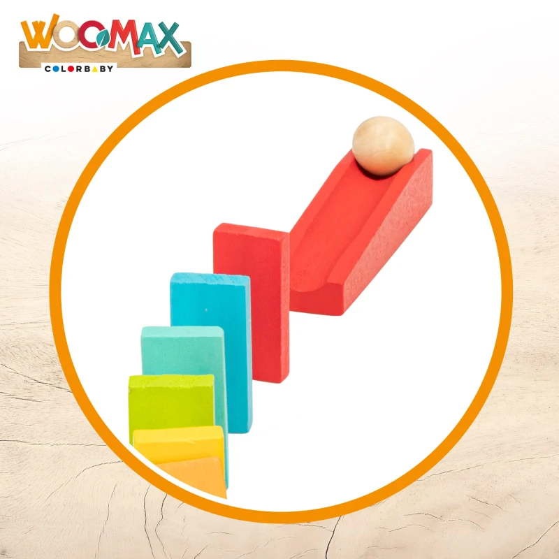 Juego Dominó de Madera Woomax 100 Piezas, 23x5x22,5 Cm, Multicolor