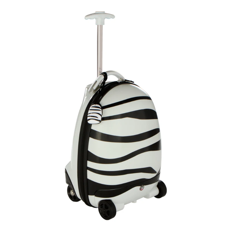 Maleta Teledirigida Infantil Diseño Cebra, 31x25x42 Cm, Blanco y Negro