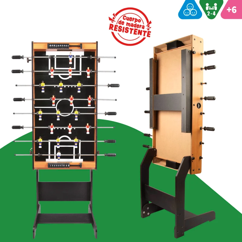 Futbolín Plegable con Patas Extensibles, 101x51x70 Cm, Madera