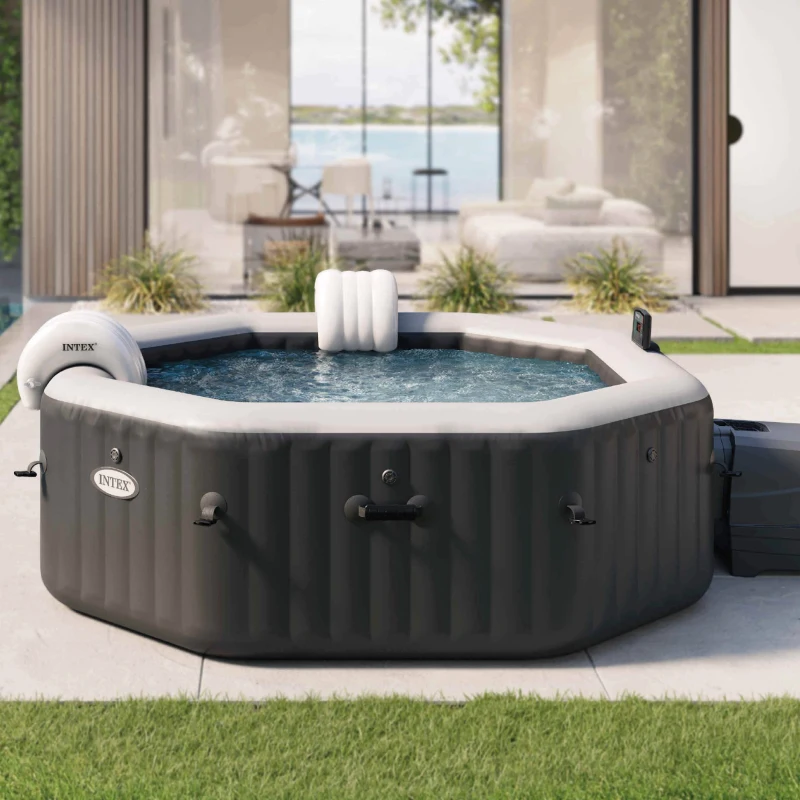 Spa Hinchable PureSpa Jet y Burbujas Deluxe 4 Personas, 201x201x71 Cm, Negro