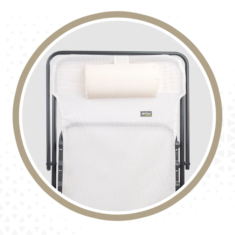 Silla Hamaca Plegable Multiposición con Cojín y Asa, 53x78x87 Cm, Blanco