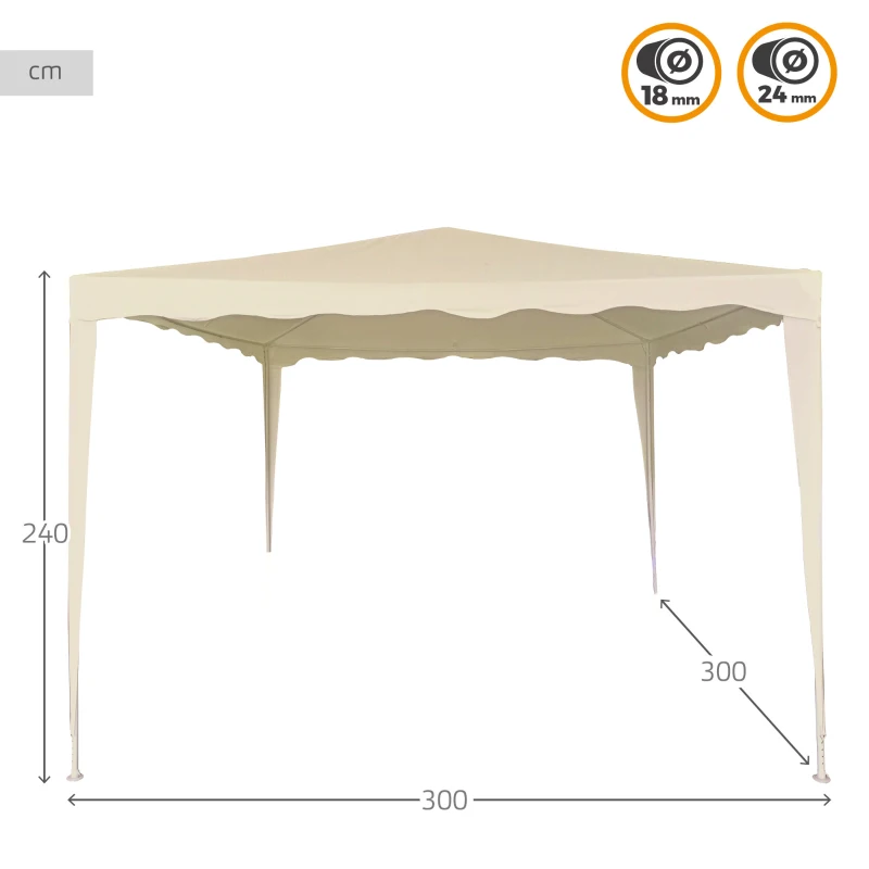 Cenador Desmontable Aktive Estructura Acero Lona 160 Gr/m2, 300x300x250 Cm, Crema