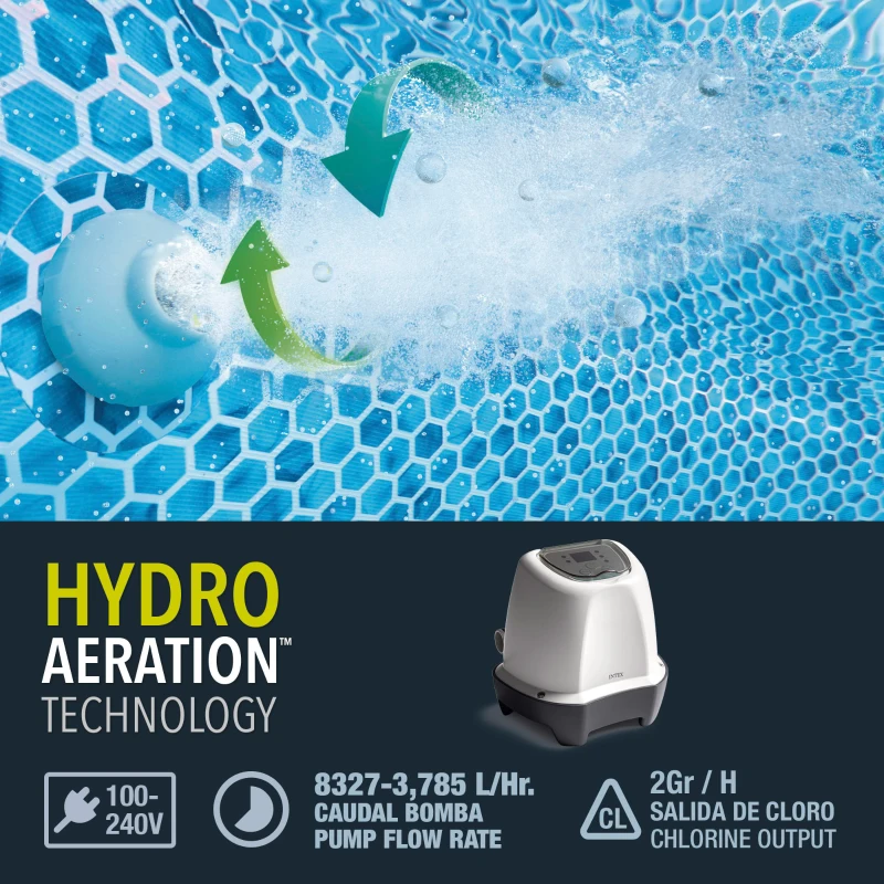 Clorador Salino Krystal Clear QS200 2 G/h Hasta 8.327 L, 27,5x27,5x22,5 Cm, Blanco y Gris