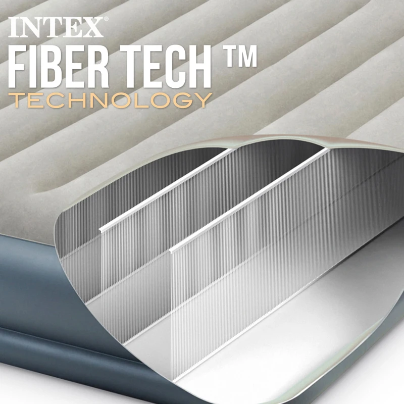 Colchón Hinchable Intex Pillow Rest Mid-Rise Fiber-Tech, 152x203x30 Cm, Gris
