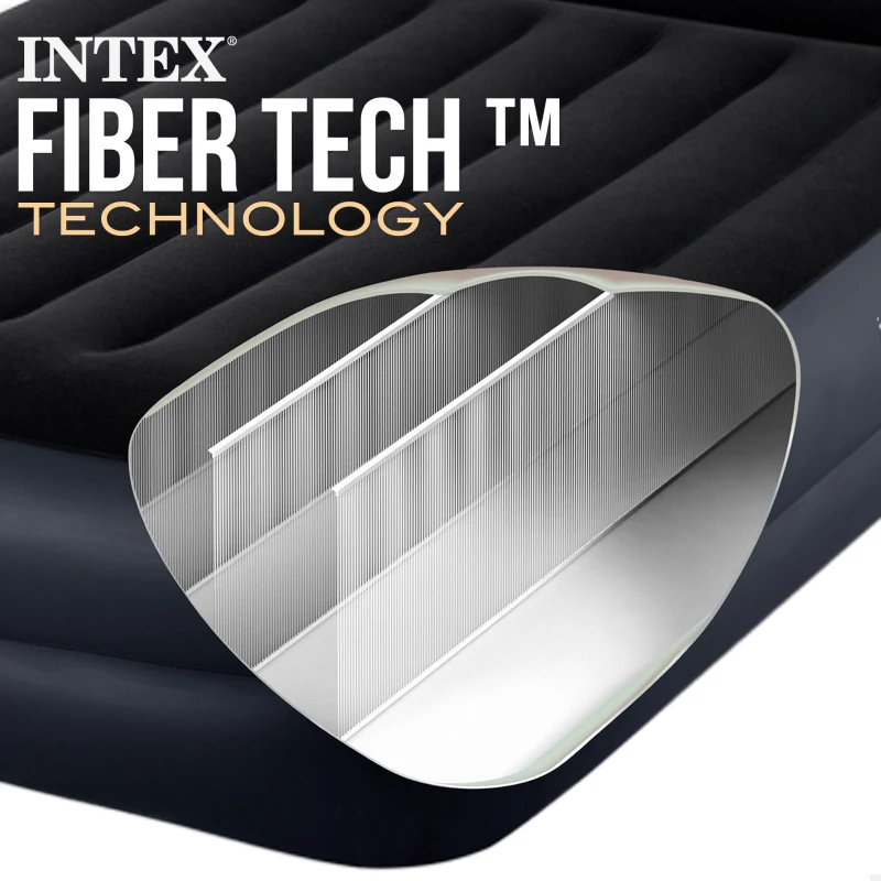 Colchón Hinchable Doble Intex Dura-Beam Plus Pillow Rest Raised, 152x203x42 Cm, Gris