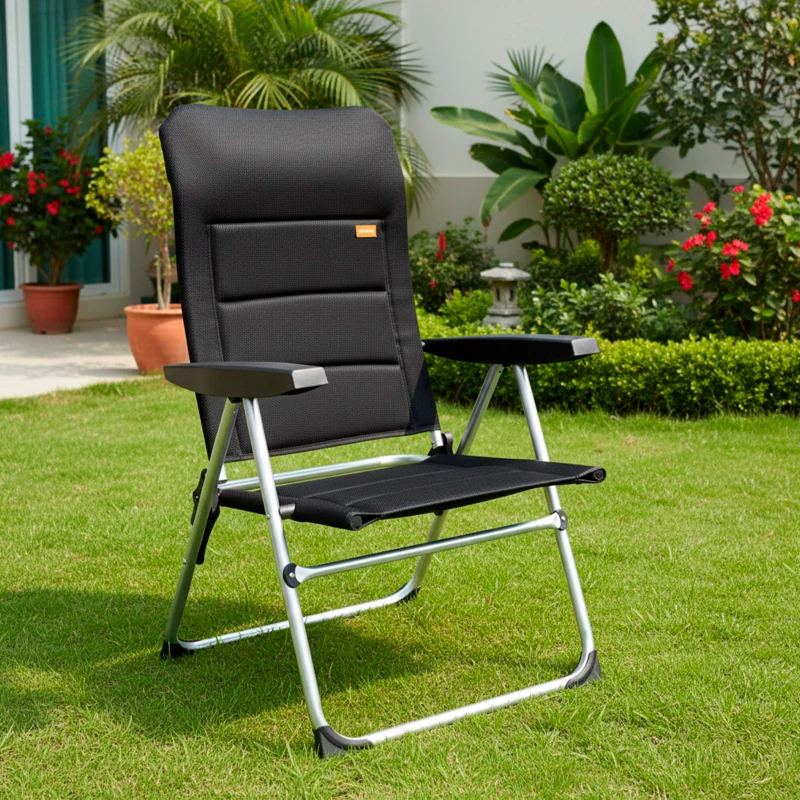 Silla Plegable Acolchada Deluxe Multiposición Aktive Garden, 49x59x105 Cm, Negro