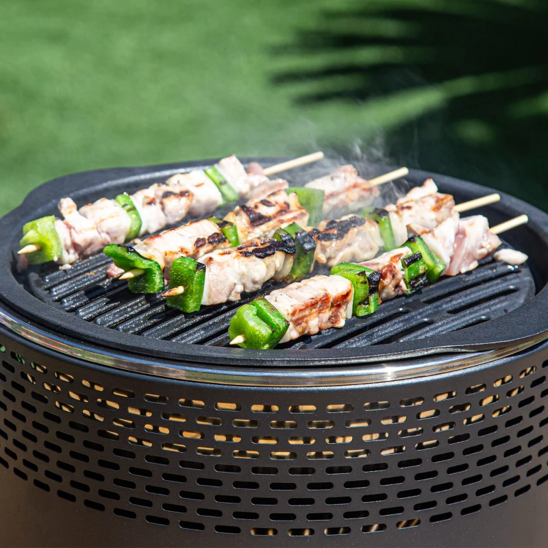 Barbacoa Sobremesa Sin Humo 2 en 1, Ø34x22 Cm, Negra