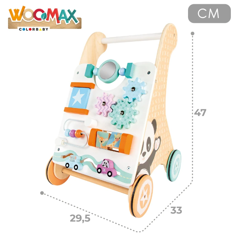 Andador de Madera WOOMAX con Actividades Interactivas, 30,5x9,5x46,5 Cm, Natural