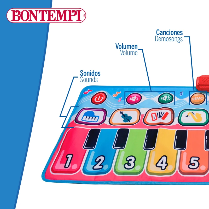 Alfombra Piano Infantil Interactiva 10 Teclas, 129,5x55x0,5 Cm, Multicolor