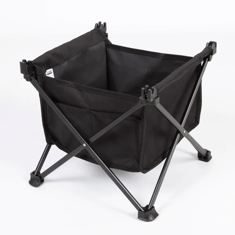 Mesa Auxiliar Plegable Camping con Almacenaje y Bolsillo, 40x35x30 Cm, Gris y Negro