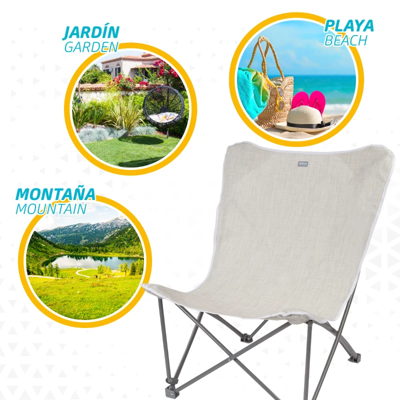Sillón Plegable Camping Aktive XL, 78x76x90 Cm, Beige
