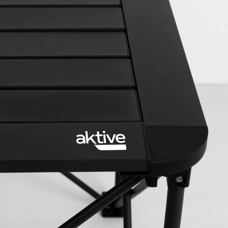 Mesa Plegable Camping Aktive Desmontable Antivuelco Aluminio, 15x12x70 Cm, Negra