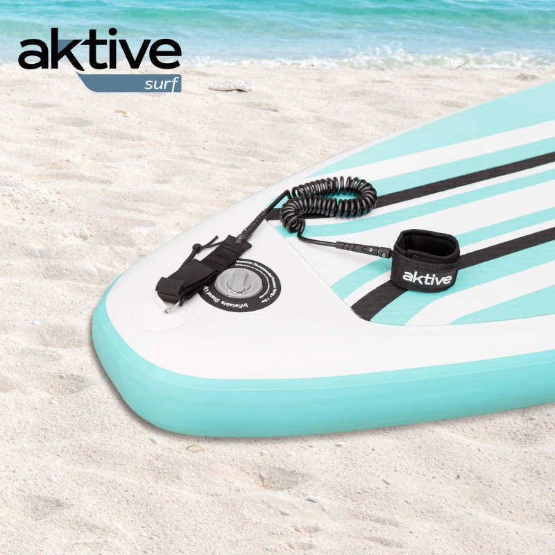 Leash Paddle Surf Espiral Aktive con Cierre Neopreno y Bolsillo, 305x6x84 Cm, Negro