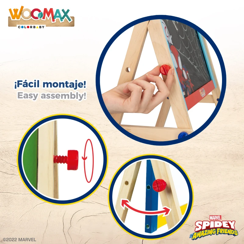 Pizarra Caballete Infantil Woomax 2 en 1 Doble Cara, 40x31,5x64,5 Cm, Multicolor