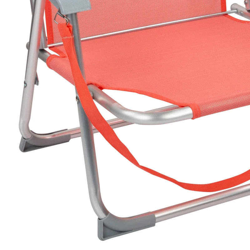 Silla Plegable Baja Aluminio y Textileno, 44x40x72 Cm, Coral