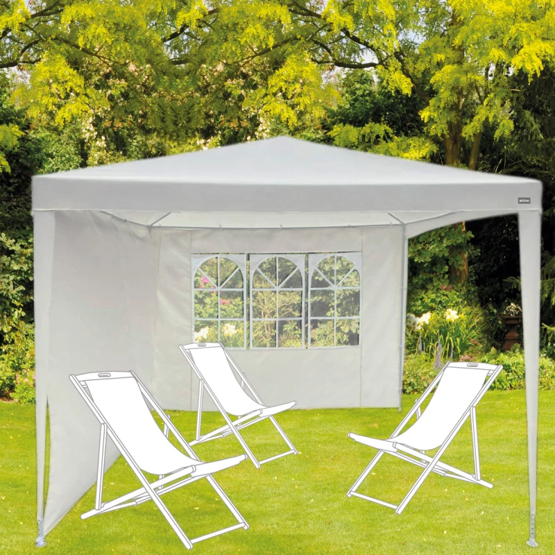 Cenador Desmontable para Jardín con 2 Paredes y Ventana, 270x270x240 Cm, Blanco