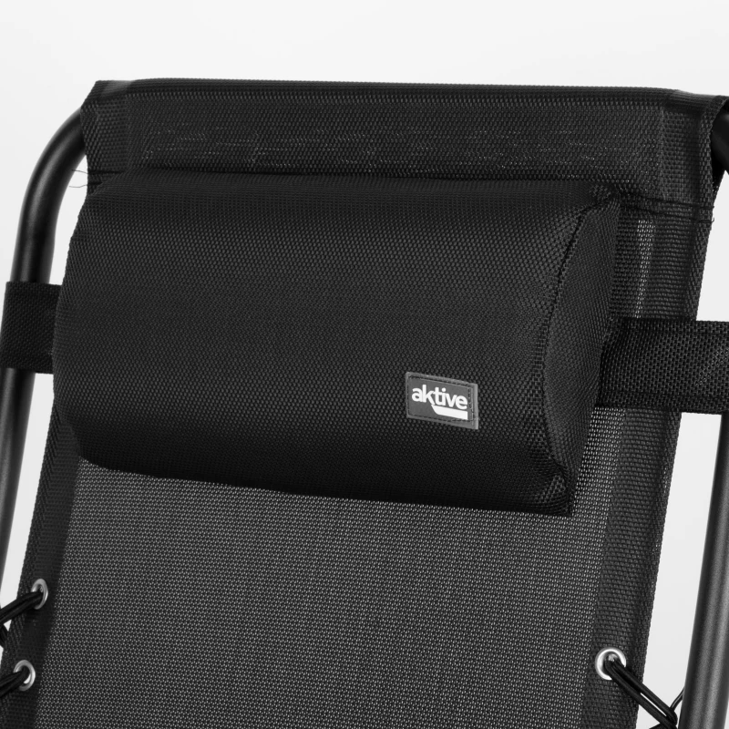 Silla Plegable Gravedad Cero Jardín con Estructura de Acero y Textileno, 86,5x13,5x67 Cm, Negro