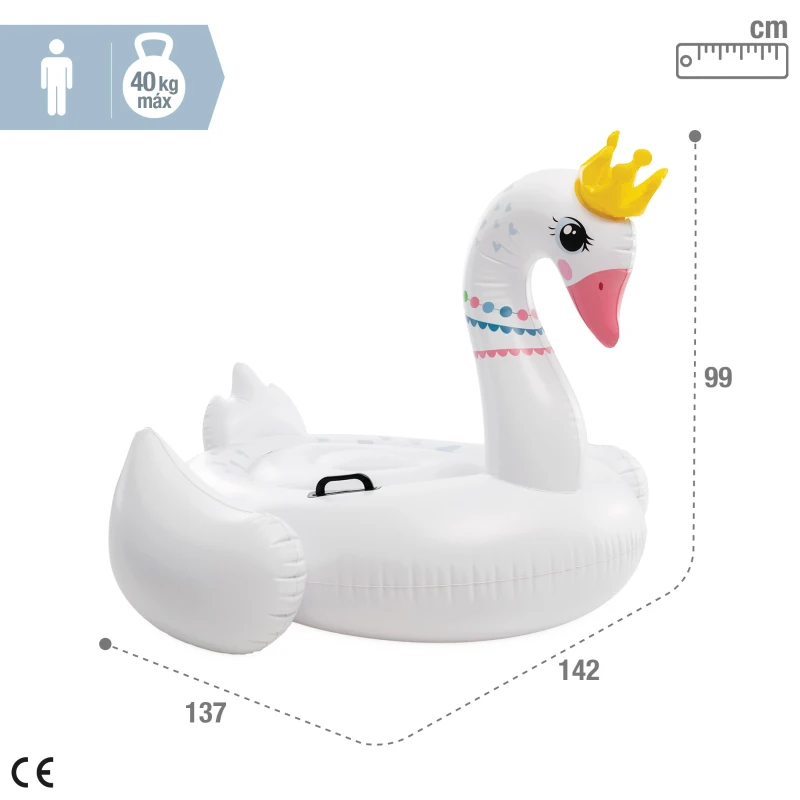 Flotador Piscina Cisne INTEX con Asas, 142x137x99 Cm, Blanco