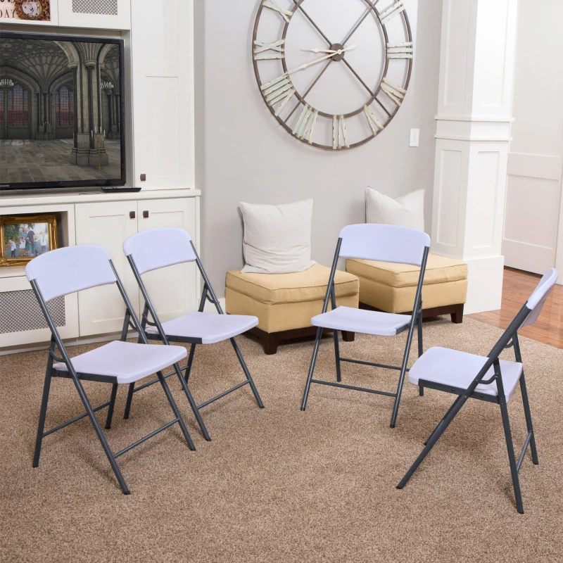 Silla Plegable Ultrarresistente con Protección UV 48x50,5x84,5 Cm, Blanca