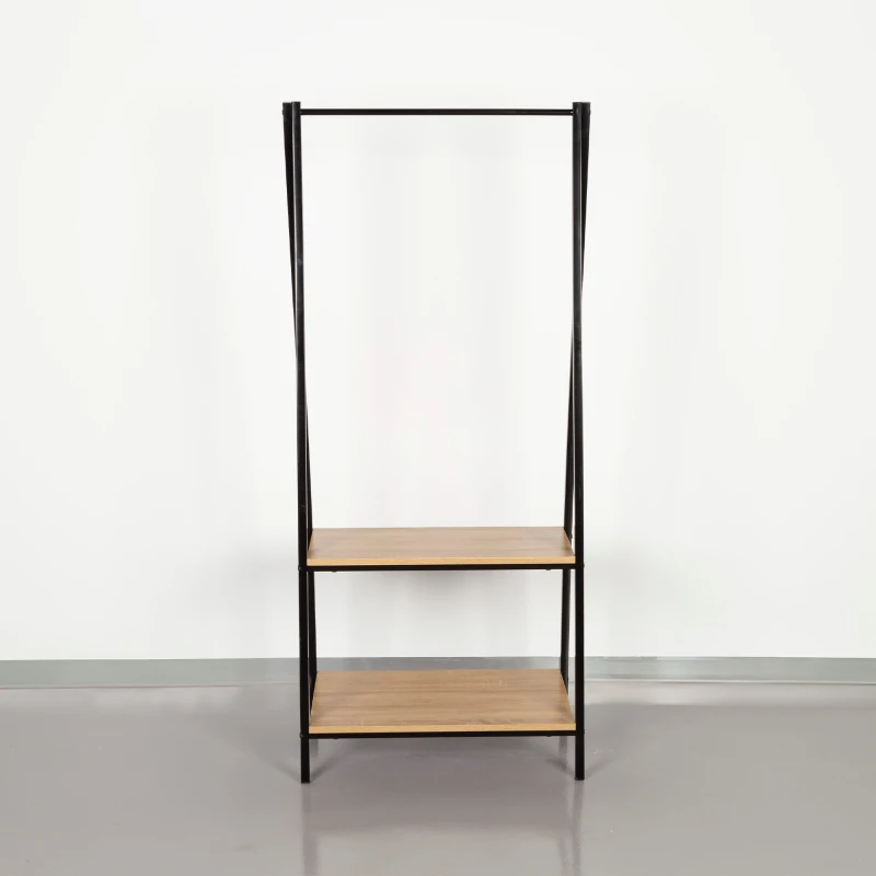 Burro de Ropa 2 Estantes, 64x40x150 Cm, Negro