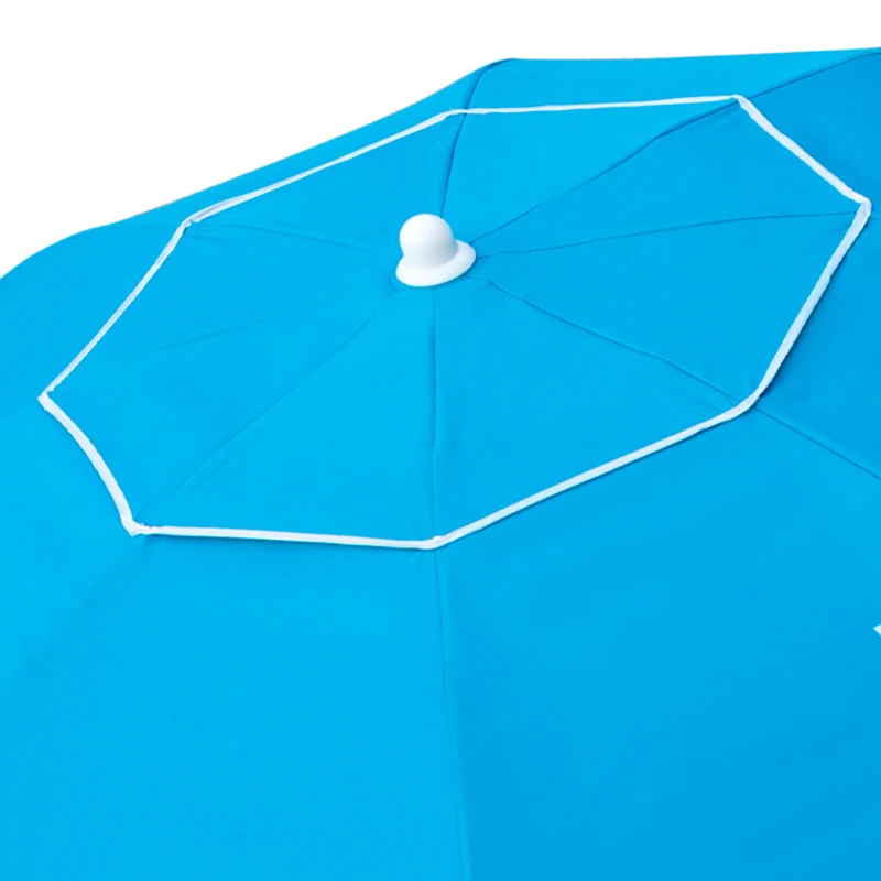 Sombrilla Playa Antiviento 8 Varillas, Ø220 Cm, Mástil Regulable 28/32 Mm, Azul