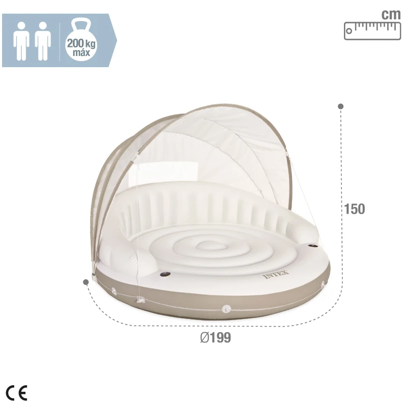 Isla Hinchable Intex con Toldo Desmontable, 199x150 Cm, Crema y Blanca