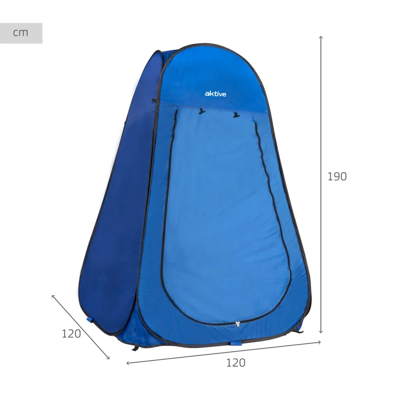 Tienda Cambiador Pop-Up Sin Suelo, Poliéster 170T UV50, 120x120x190 Cm, Azul