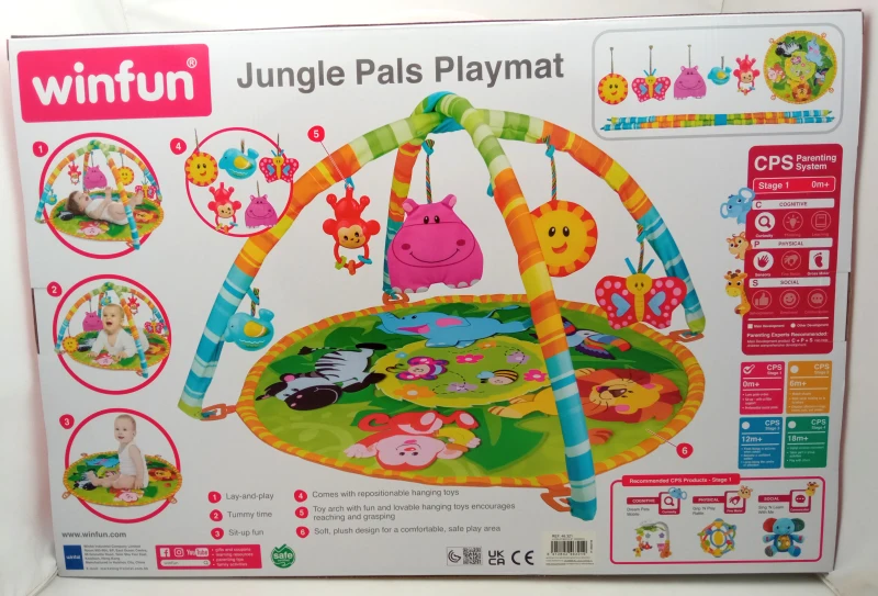 Gimnasio para Bebés Jungla Acolchado 3 en 1, 77x77x46 Cm, Multicolor