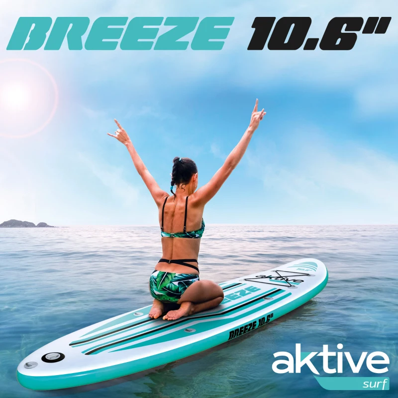 Tabla Paddle Surf Hinchable All-Round Iniciación, 320x81x15 Cm, Verde Azulado