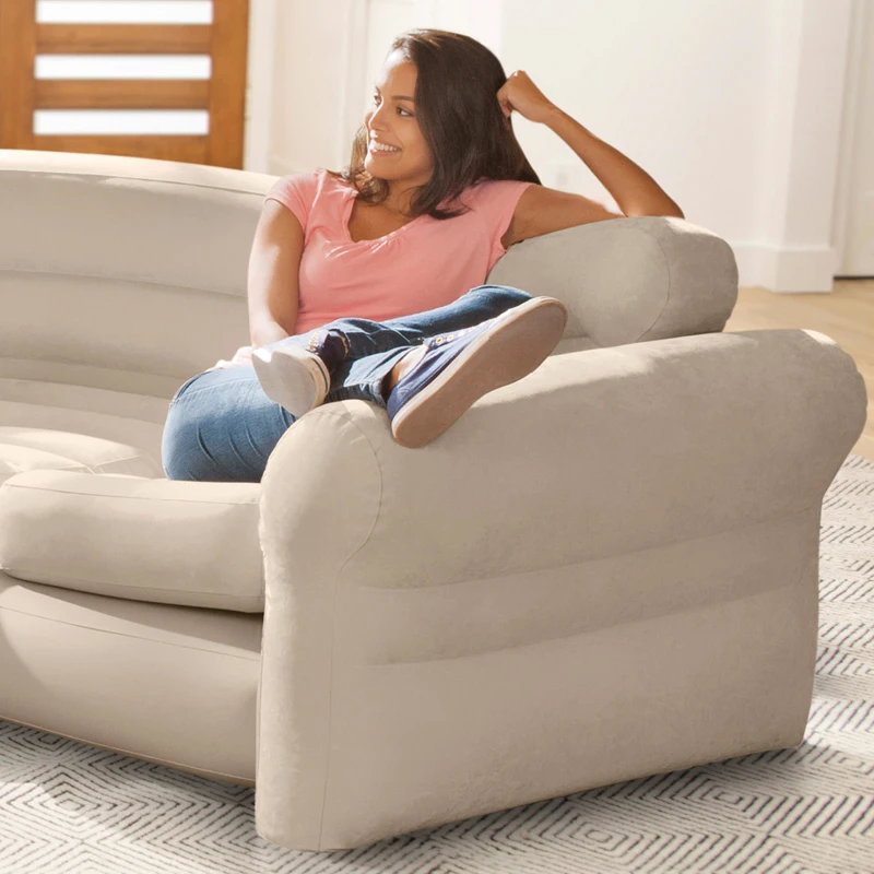 Sofá Rinconera Hinchable Capacidad 4 Personas, 257x203x76 Cm, Crema