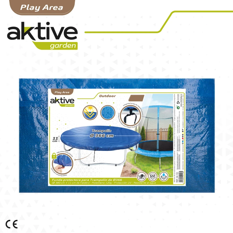 Funda Colchoneta Elástica Aktive Repelente al Agua y Protección UV, 366x366x11 Cm, Azul