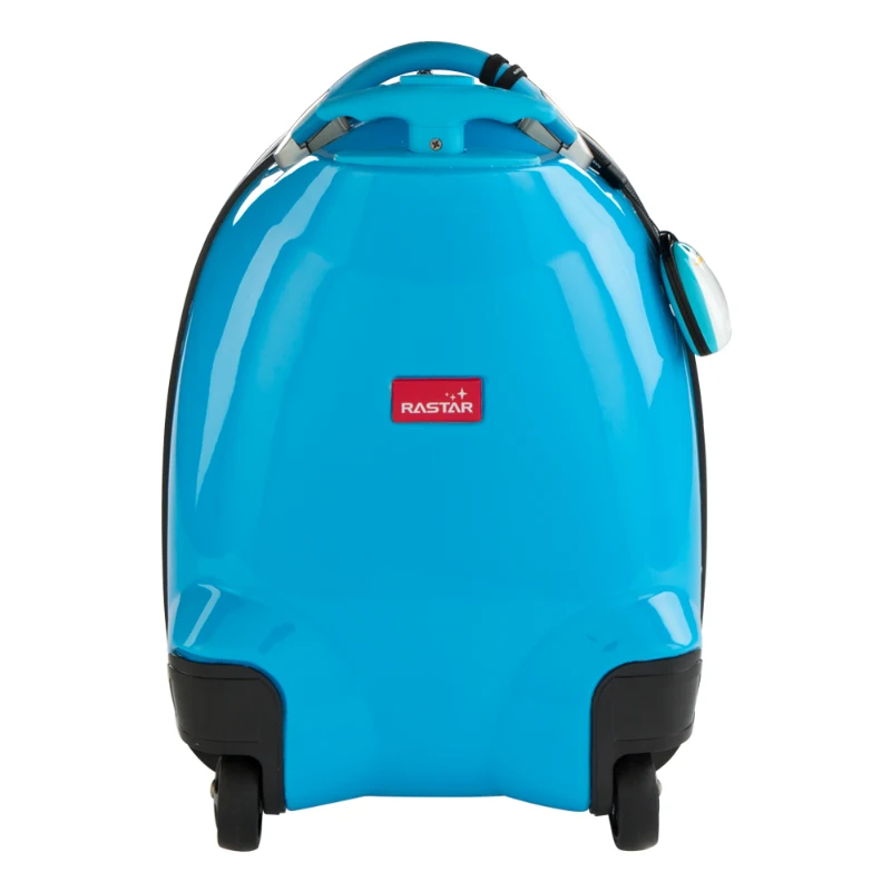 Trolley Infantil Teledirigido Pingüino, Maleta Rígida 5kg, 31x25x42 Cm, Azul y Blanco