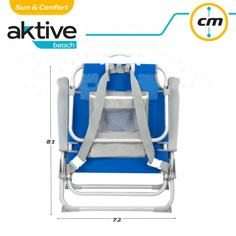 Silla de Playa Mochila XL Plegable 55x66x86 Cm, Azul