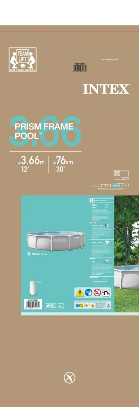 Piscina Desmontable Redonda Intex Prism Frame con Depuradora, 366x76 Cm, Gris