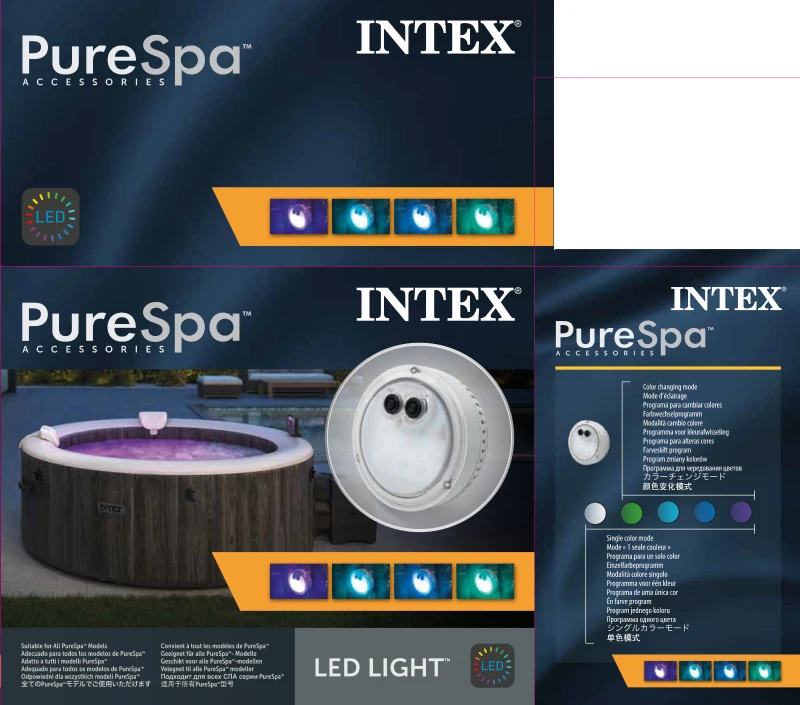 Lámpara LED 5 Colores para Spa INTEX, 12x12x12 Cm, Multicolor