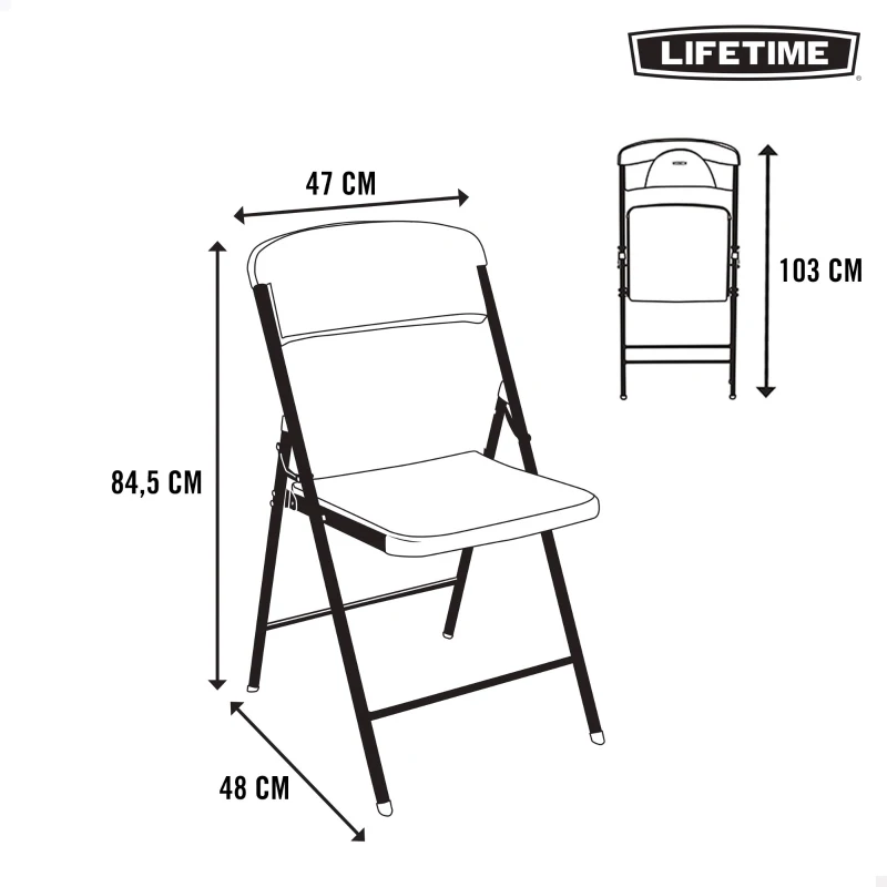 Silla Plegable Ultrarresistente con Protección UV 48x50,5x84,5 Cm, Blanca