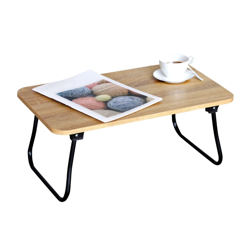 Mesa Plegable Multiusos Madera y Acero, 53x30x22 Cm, Negro