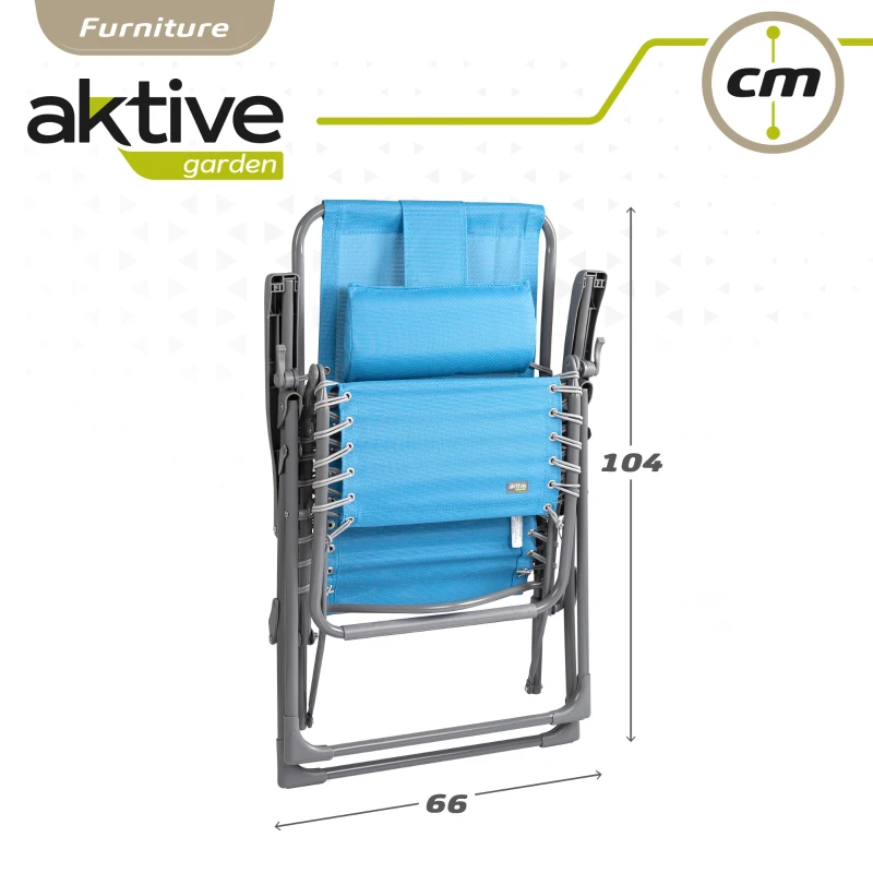 Tumbona Plegable Gravedad Cero con Cojín Acolchado, 160x52x76 Cm, Azul