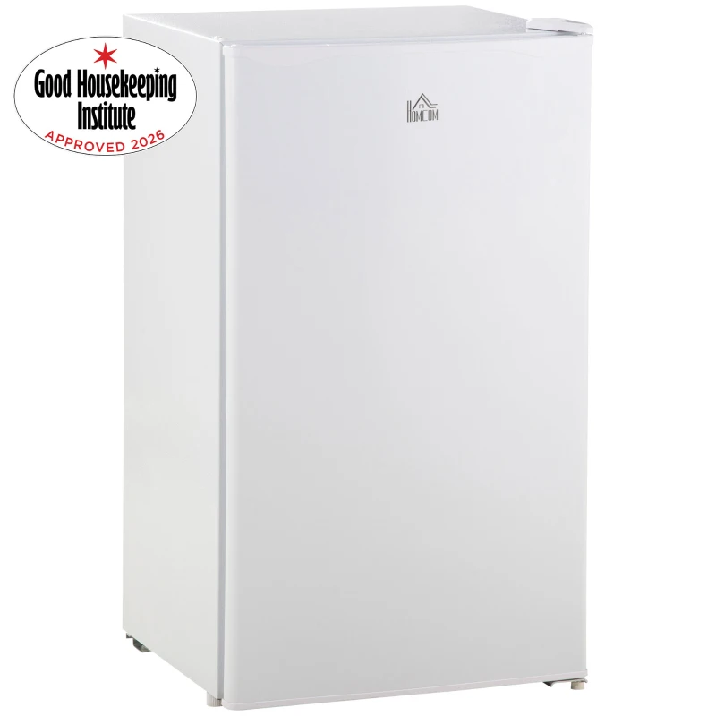 HOMCOM Freestanding 91 Litre Under Counter Fridge with Chiller Box, Reversible Door, Adjustable Temperature, 47.5cm Wide, Noise Level: Decibels 40, White