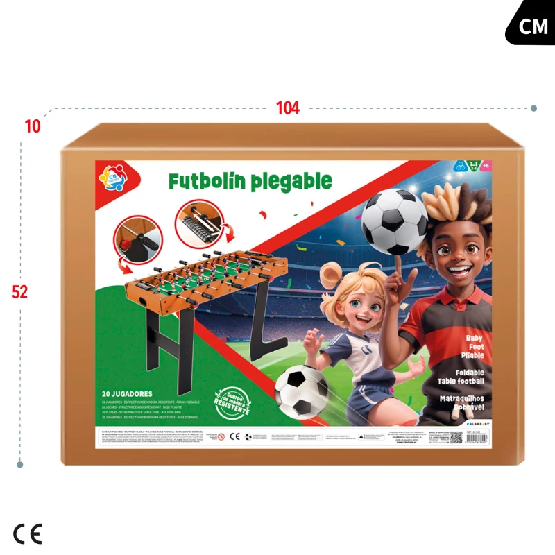 Futbolín Plegable con Patas Extensibles, 101x51x70 Cm, Madera