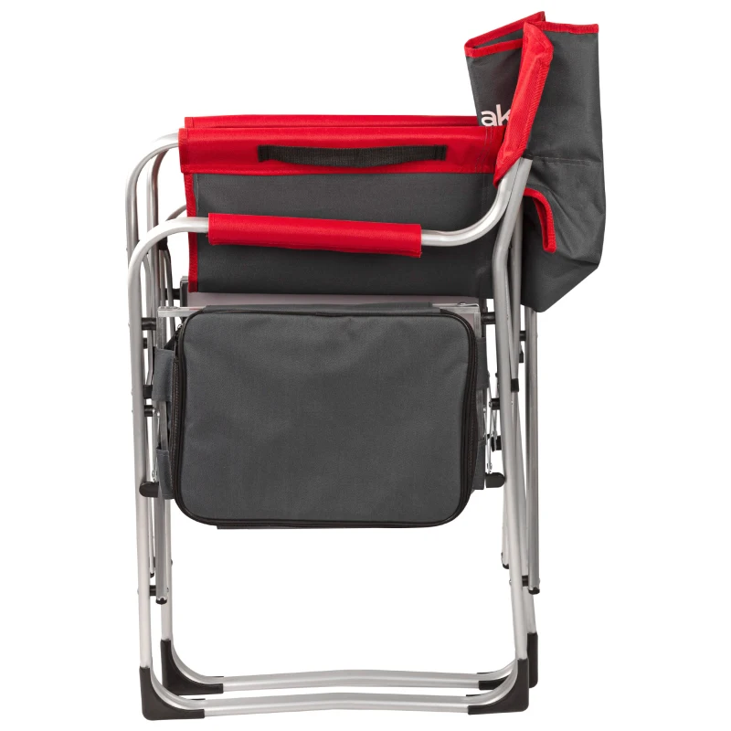 Silla Camping Director Plegable con Mesa y Bolsa Térmica, 61x52x92 Cm, Rojo y Gris